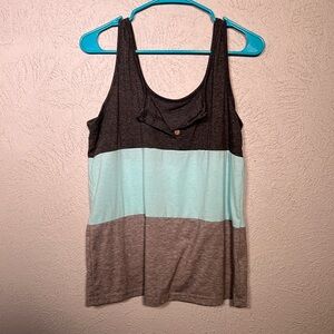 SHEIN Colorblock Tank Top - Black, Light Blue, Gray